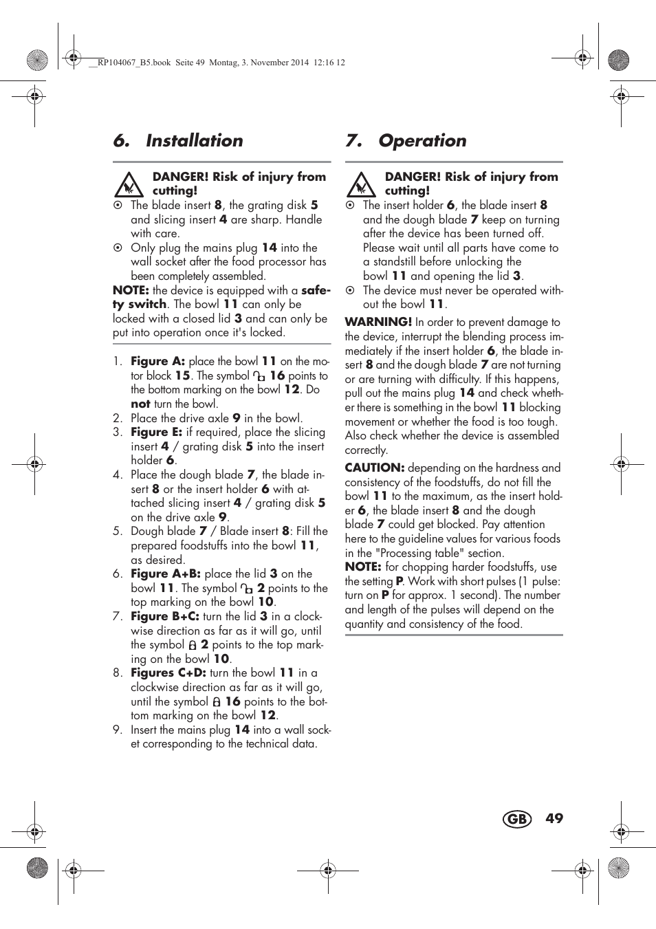 Installation, Operation | Silvercrest SKM 350 A1 User Manual | Page 51 / 74