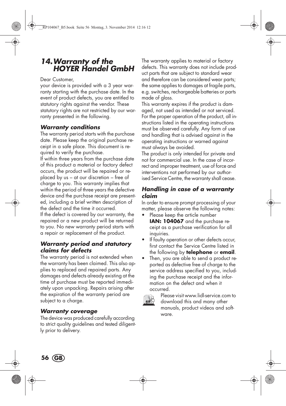 Warranty of the hoyer handelgmbh | Silvercrest SKM 350 A1 User Manual | Page 58 / 74