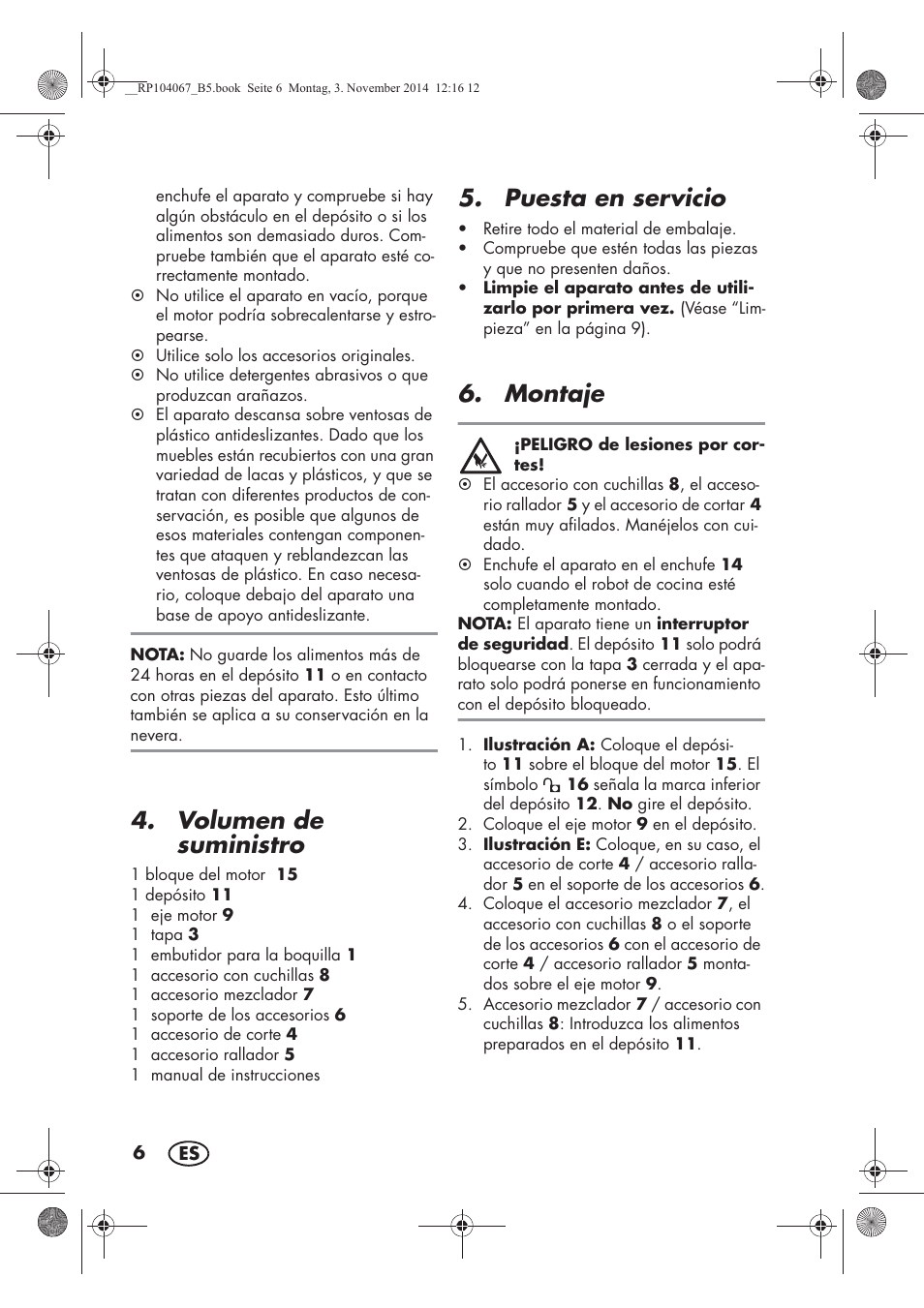 Volumen de suministro, Puesta en servicio, Montaje | Silvercrest SKM 350 A1 User Manual | Page 8 / 74