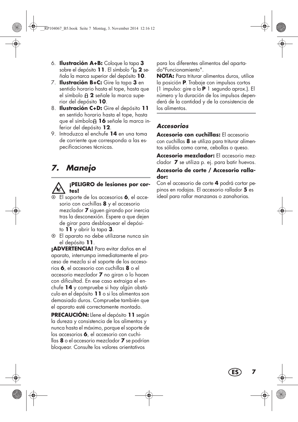 Manejo | Silvercrest SKM 350 A1 User Manual | Page 9 / 74