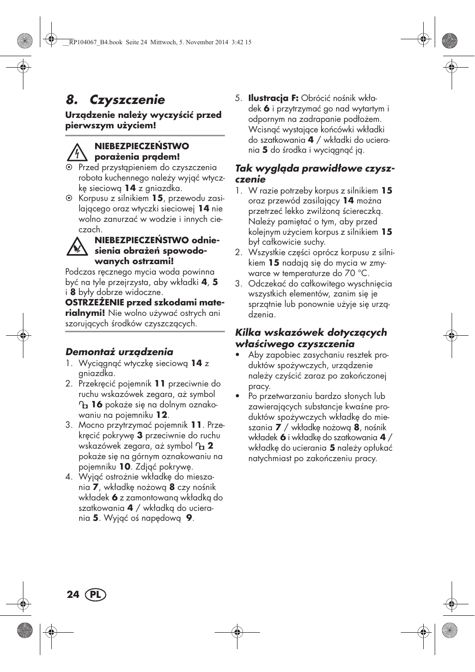 Czyszczenie | Silvercrest SKM 350 A1 User Manual | Page 26 / 102