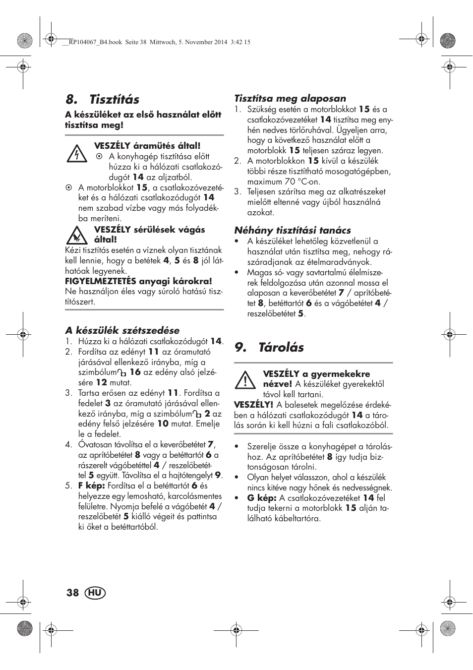 Tisztítás, Tárolás | Silvercrest SKM 350 A1 User Manual | Page 40 / 102