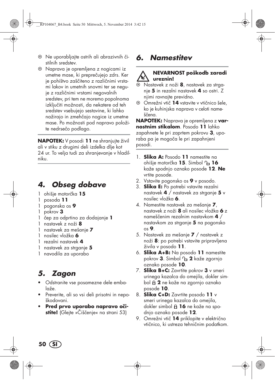 Obseg dobave, Zagon, Namestitev | Silvercrest SKM 350 A1 User Manual | Page 52 / 102