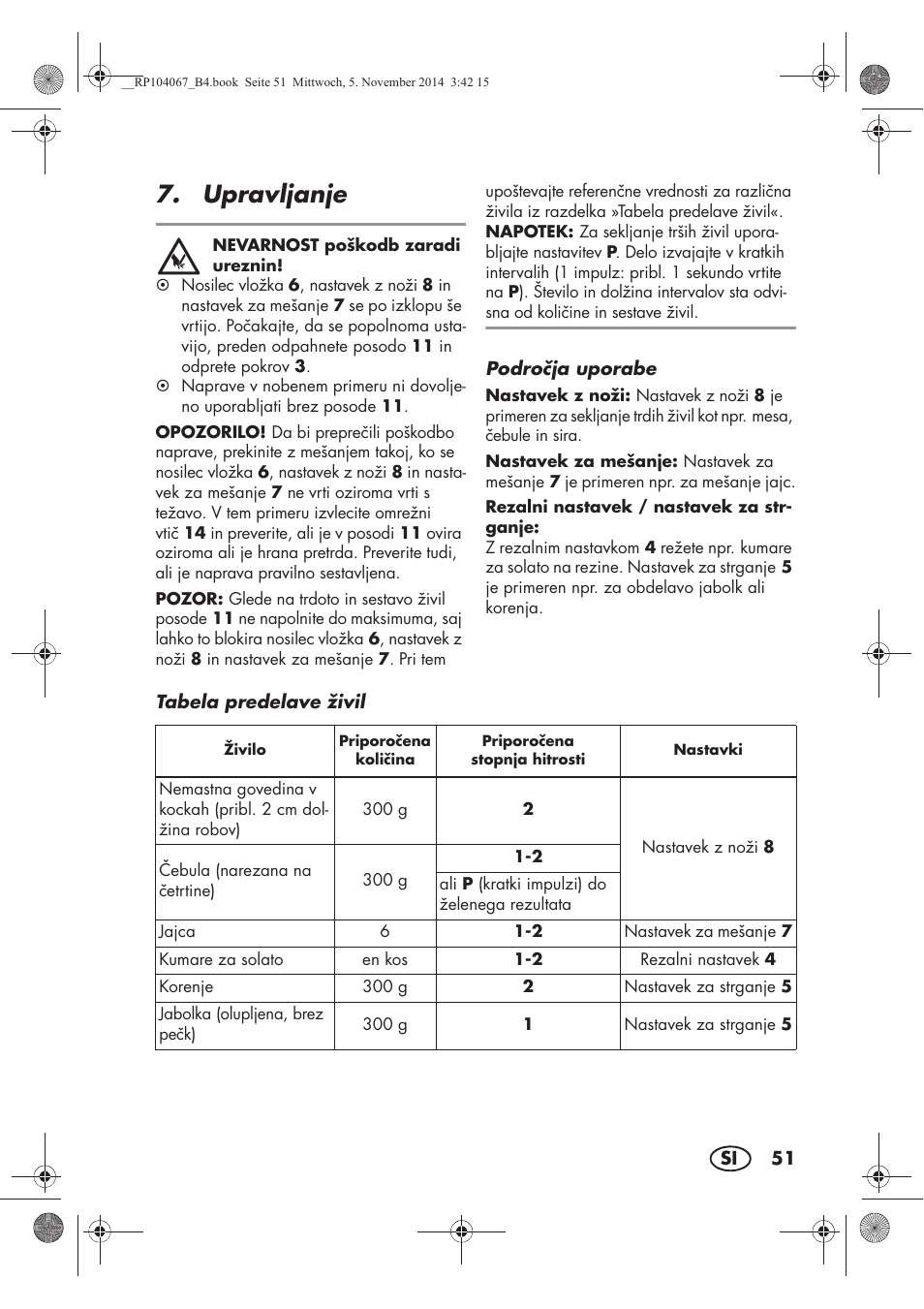 Upravljanje | Silvercrest SKM 350 A1 User Manual | Page 53 / 102