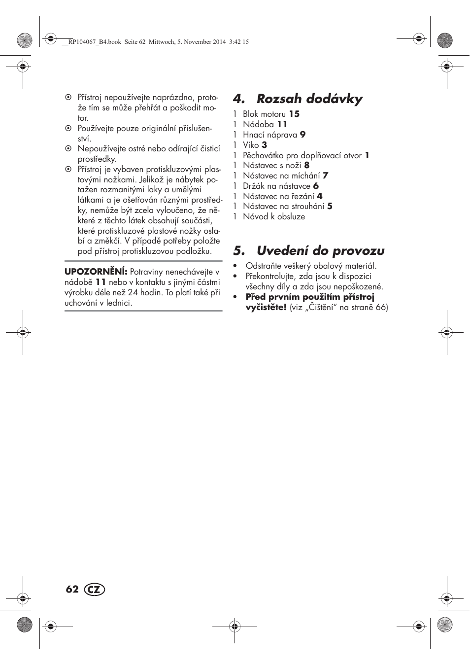 Rozsah dodávky, Uvedení do provozu | Silvercrest SKM 350 A1 User Manual | Page 64 / 102