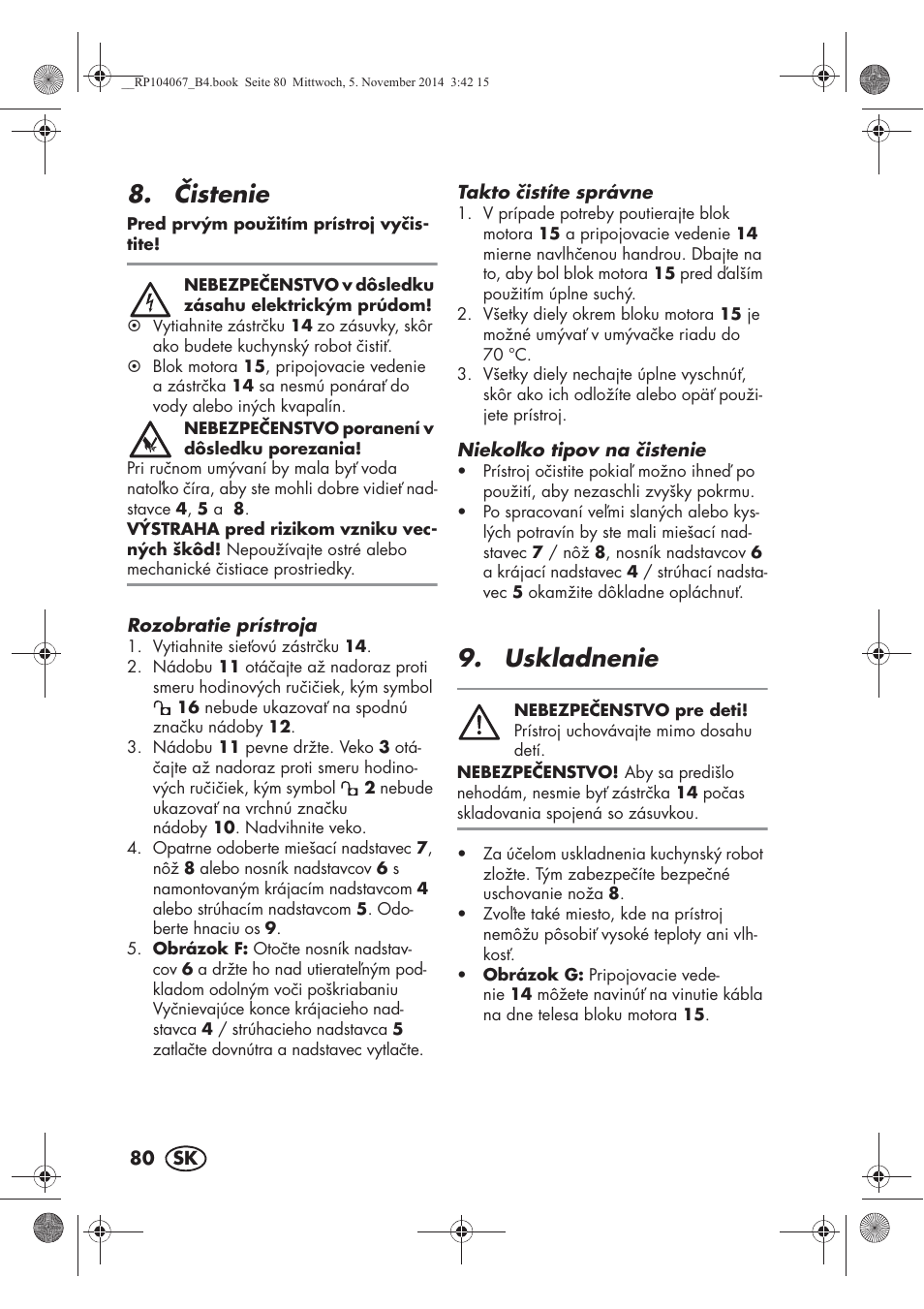 istenie, Uskladnenie | Silvercrest SKM 350 A1 User Manual | Page 82 / 102