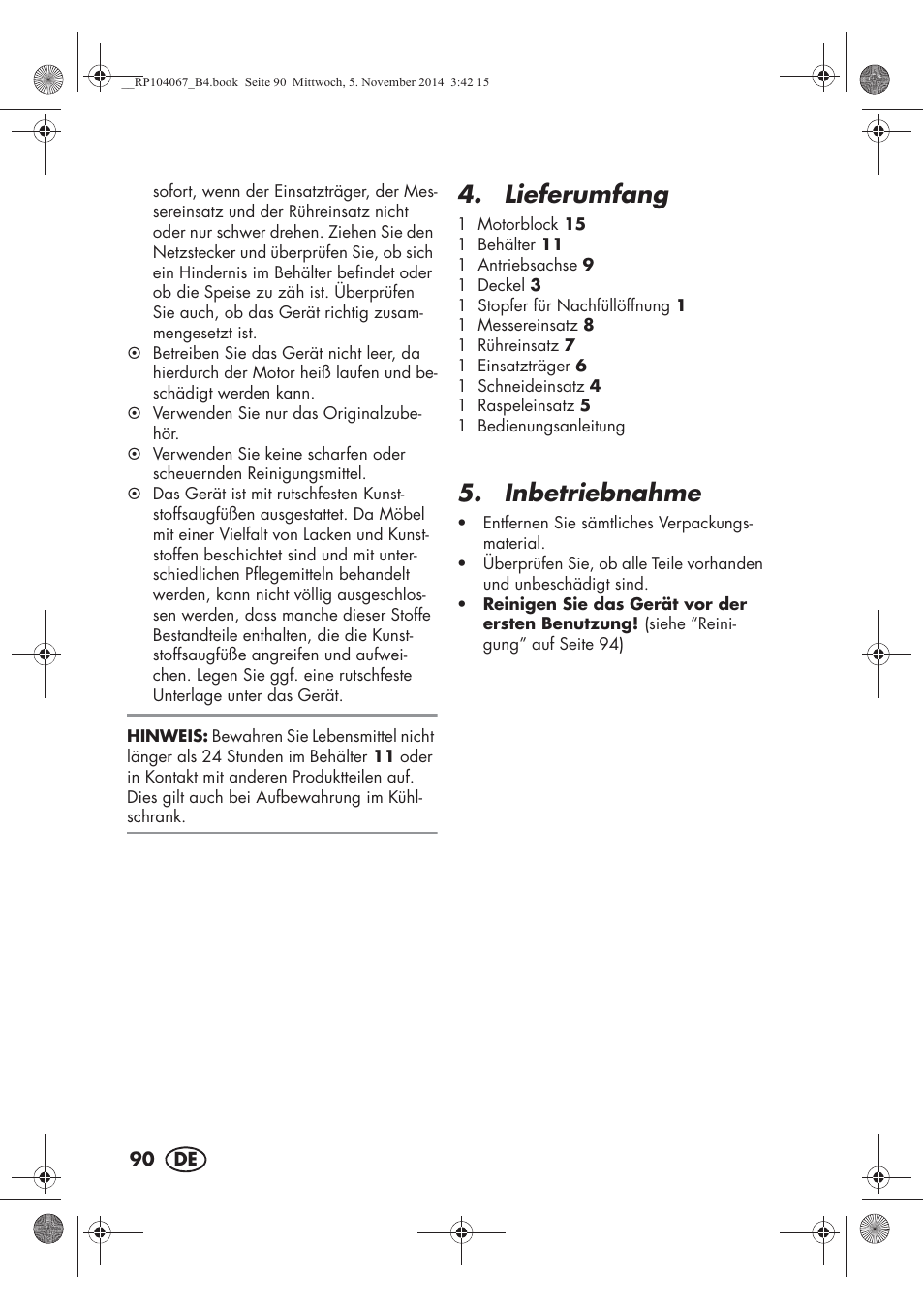 Lieferumfang, Inbetriebnahme | Silvercrest SKM 350 A1 User Manual | Page 92 / 102