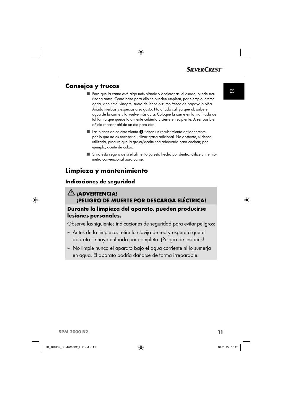 Consejos y trucos, Limpieza y mantenimiento | Silvercrest SPM 2000 B2 User Manual | Page 14 / 94