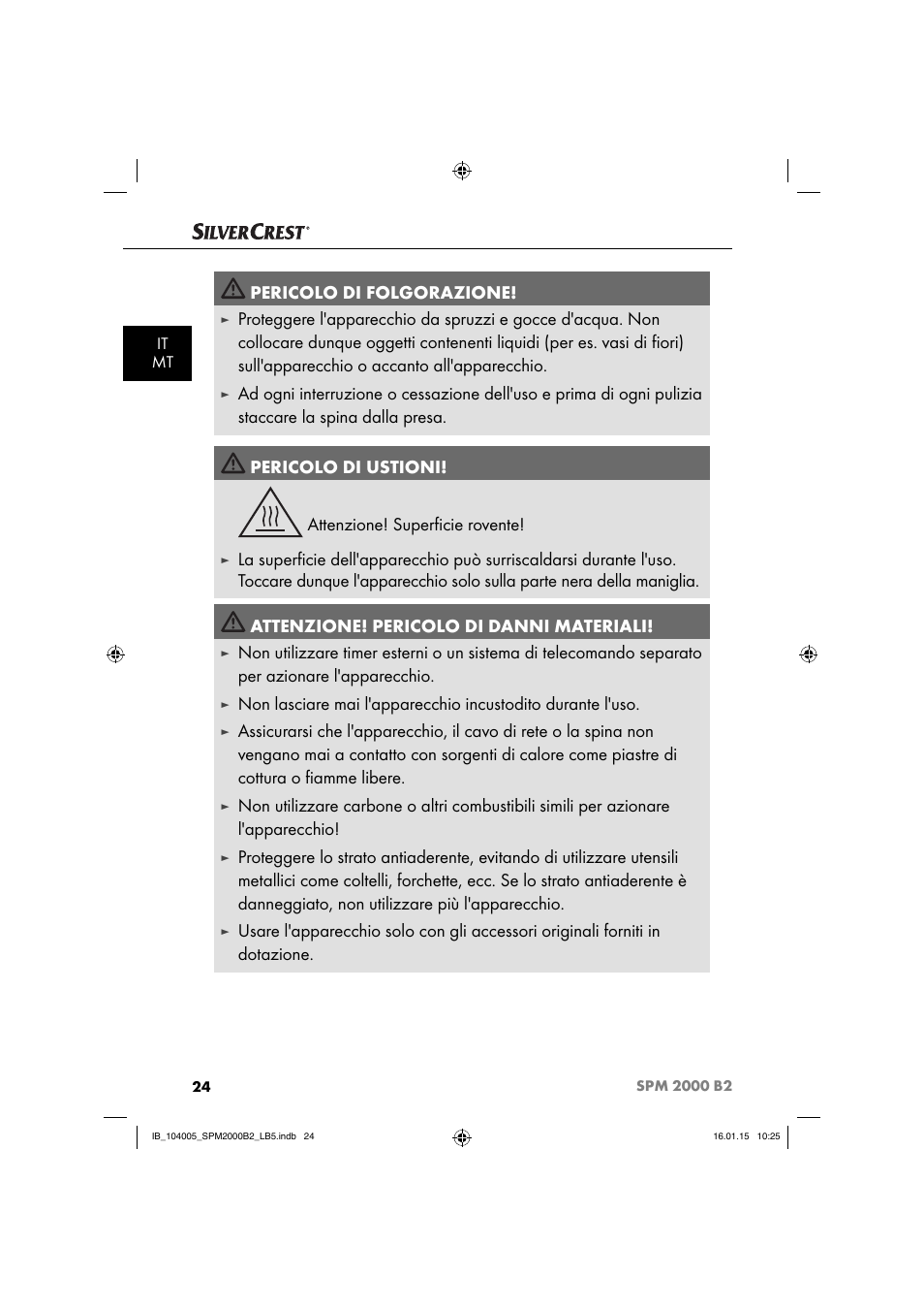 Pericolo di folgorazione | Silvercrest SPM 2000 B2 User Manual | Page 27 / 94