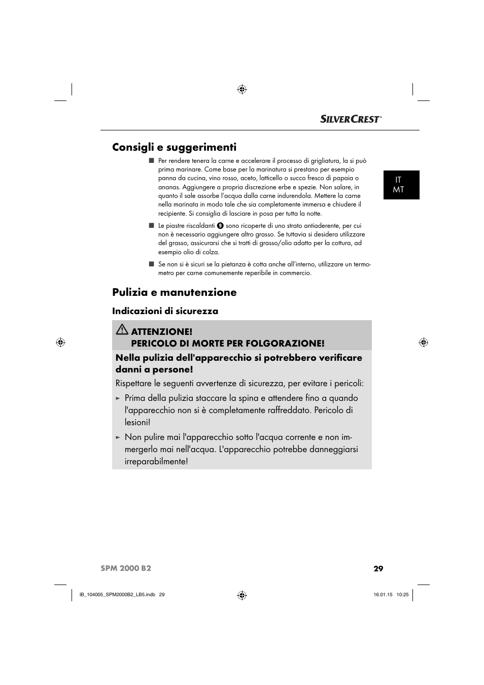 Consigli e suggerimenti, Pulizia e manutenzione | Silvercrest SPM 2000 B2 User Manual | Page 32 / 94