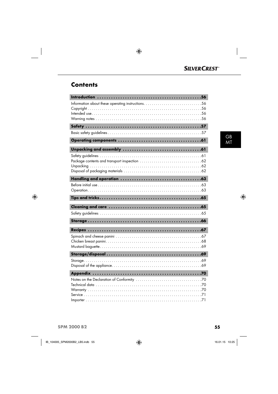 Silvercrest SPM 2000 B2 User Manual | Page 58 / 94