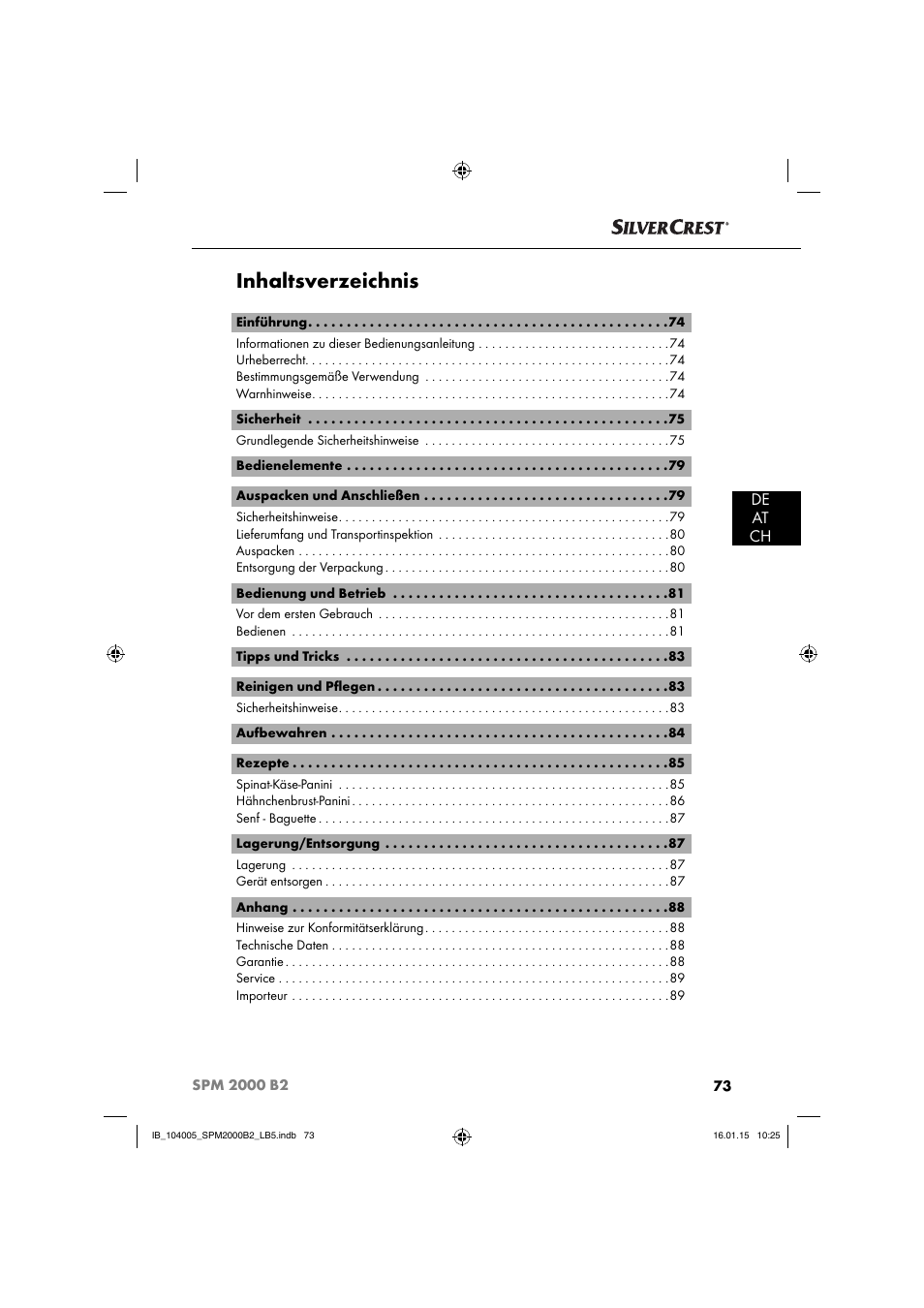 Silvercrest SPM 2000 B2 User Manual | Page 76 / 94