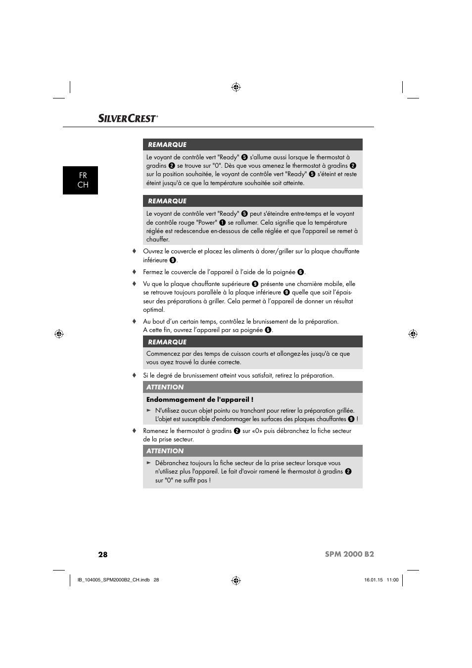 Fr ch | Silvercrest SPM 2000 B2 User Manual | Page 31 / 76