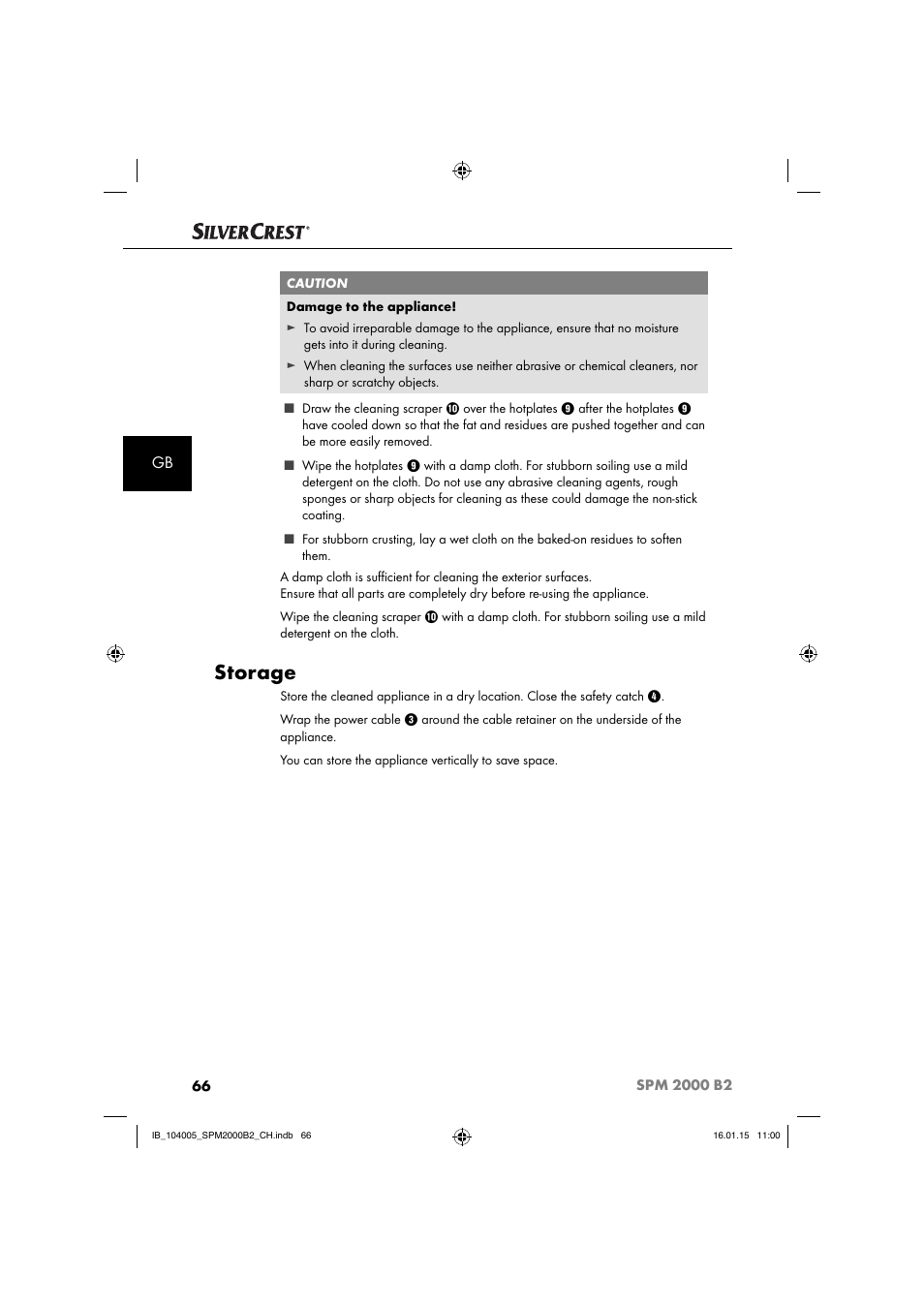 Storage | Silvercrest SPM 2000 B2 User Manual | Page 69 / 76