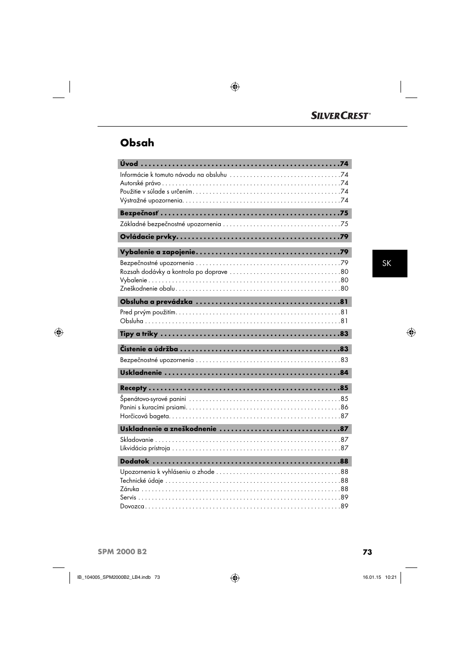 Silvercrest SPM 2000 B2 User Manual | Page 76 / 112