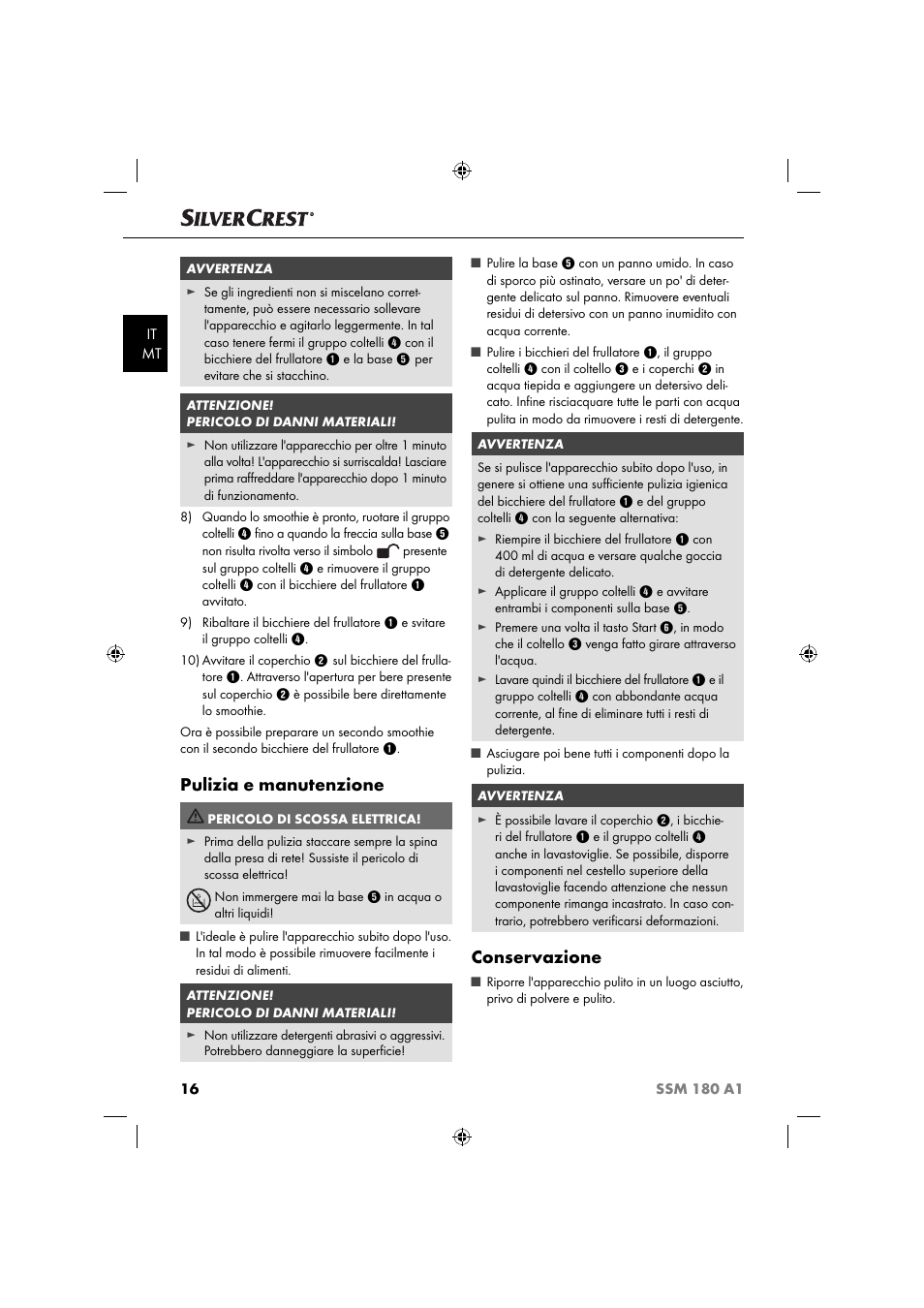 Pulizia e manutenzione, Conservazione | Silvercrest SSM 180 A1 User Manual | Page 19 / 54