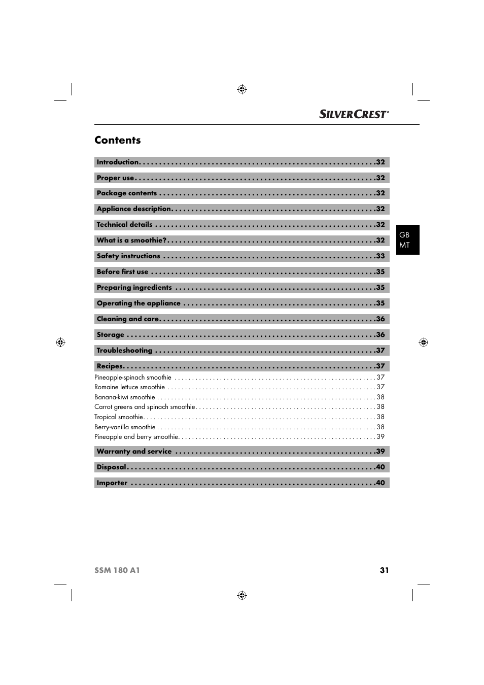 Silvercrest SSM 180 A1 User Manual | Page 34 / 54