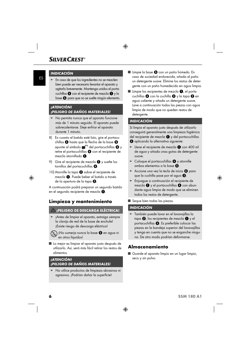 Limpieza y mantenimiento, Almacenamiento | Silvercrest SSM 180 A1 User Manual | Page 9 / 54