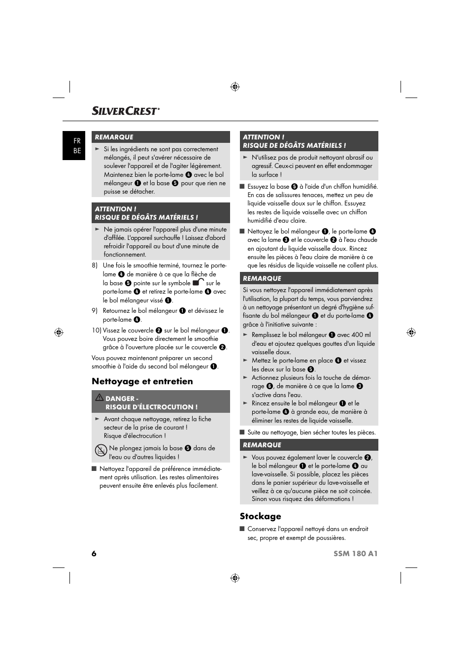 Nettoyage et entretien, Stockage | Silvercrest SSM 180 A1 User Manual | Page 9 / 34