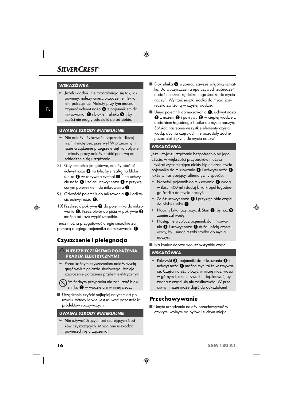 Czyszczenie i pielęgnacja, Przechowywanie | Silvercrest SSM 180 A1 User Manual | Page 19 / 64