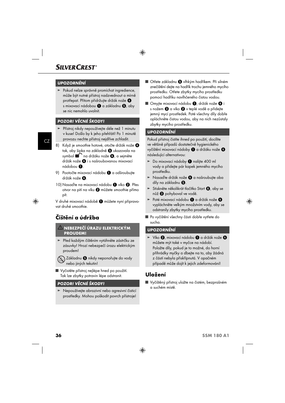 Čištění a údržba, Uložení | Silvercrest SSM 180 A1 User Manual | Page 39 / 64