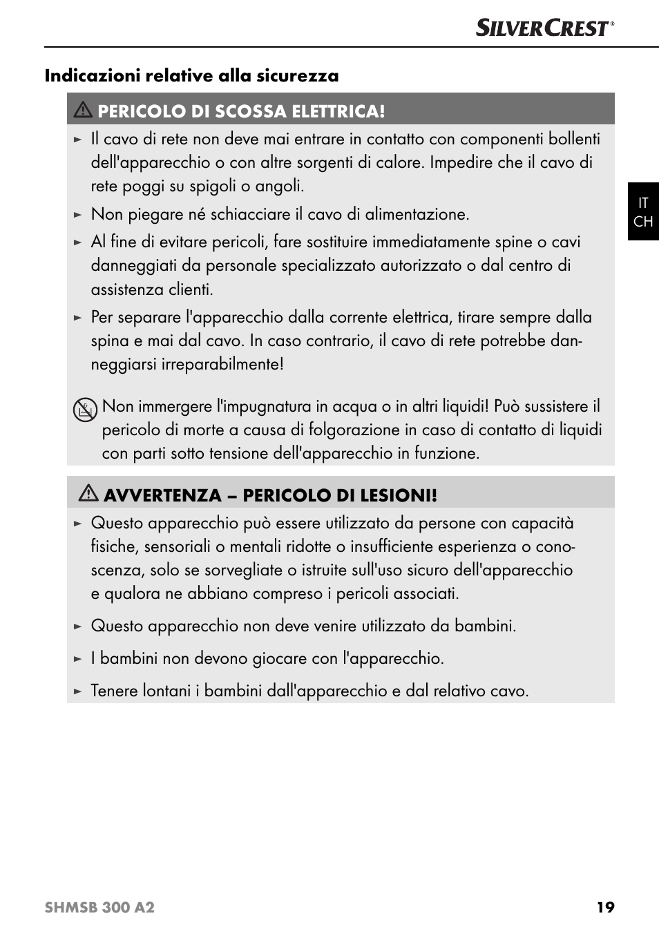 I bambini non devono giocare con l'apparecchio | Silvercrest SHMSB 300 A2 User Manual | Page 22 / 36