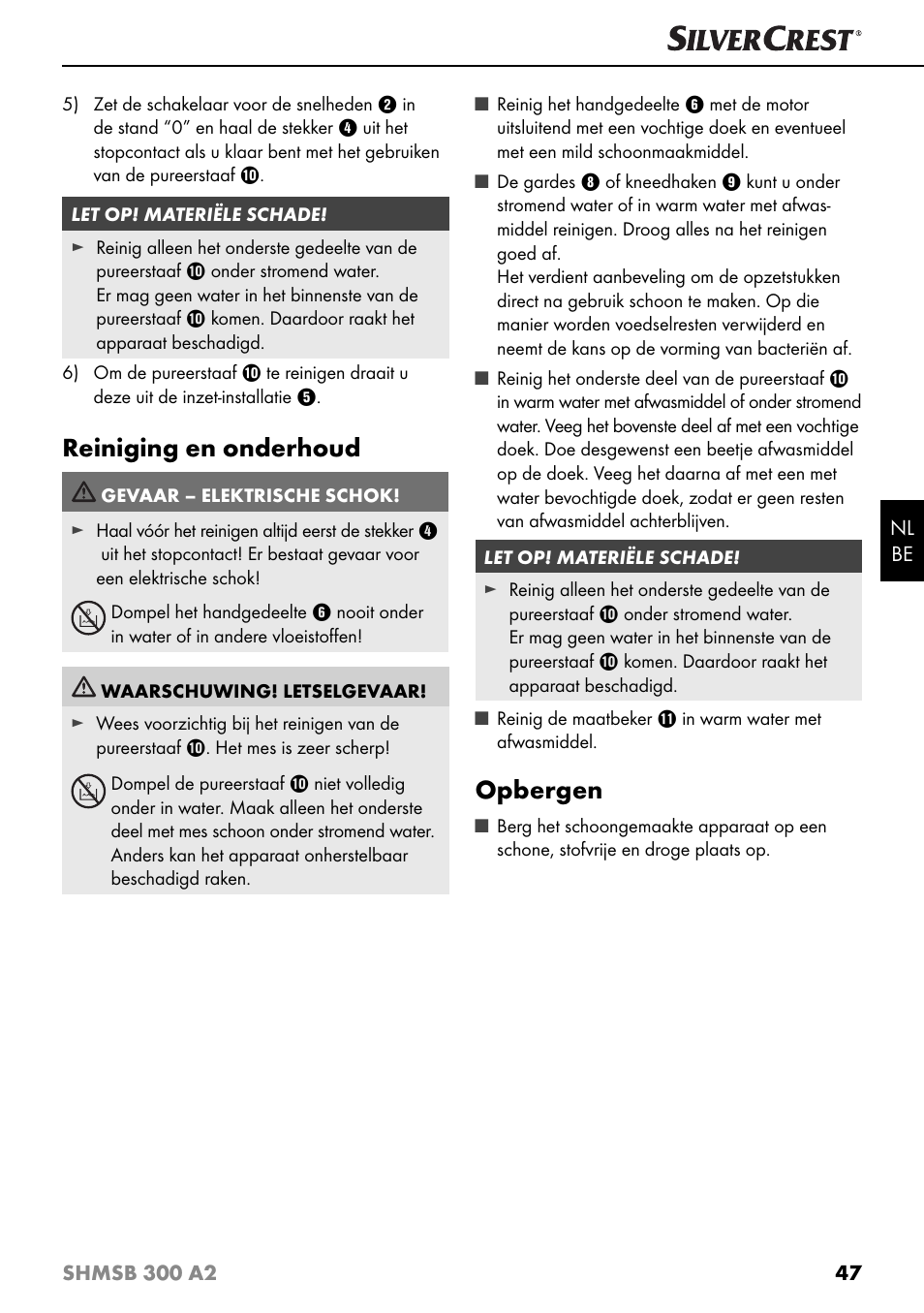 Reiniging en onderhoud, Opbergen | Silvercrest SHMSB 300 A2 User Manual | Page 50 / 60