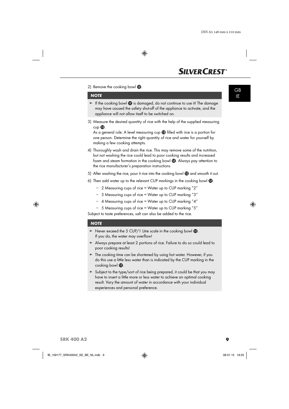 Gb ie | Silvercrest SRK 400 A2 User Manual | Page 12 / 84