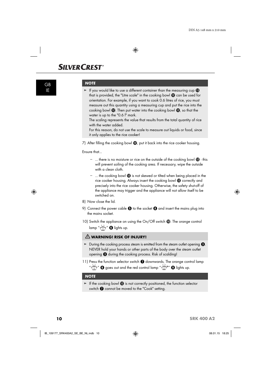 Gb ie | Silvercrest SRK 400 A2 User Manual | Page 13 / 84