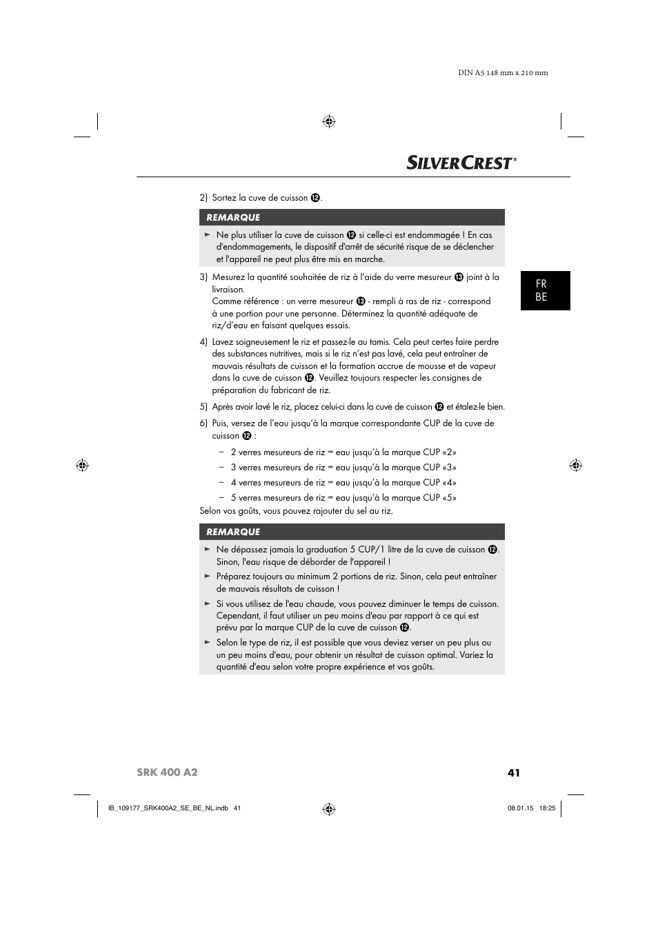 Fr be | Silvercrest SRK 400 A2 User Manual | Page 44 / 84