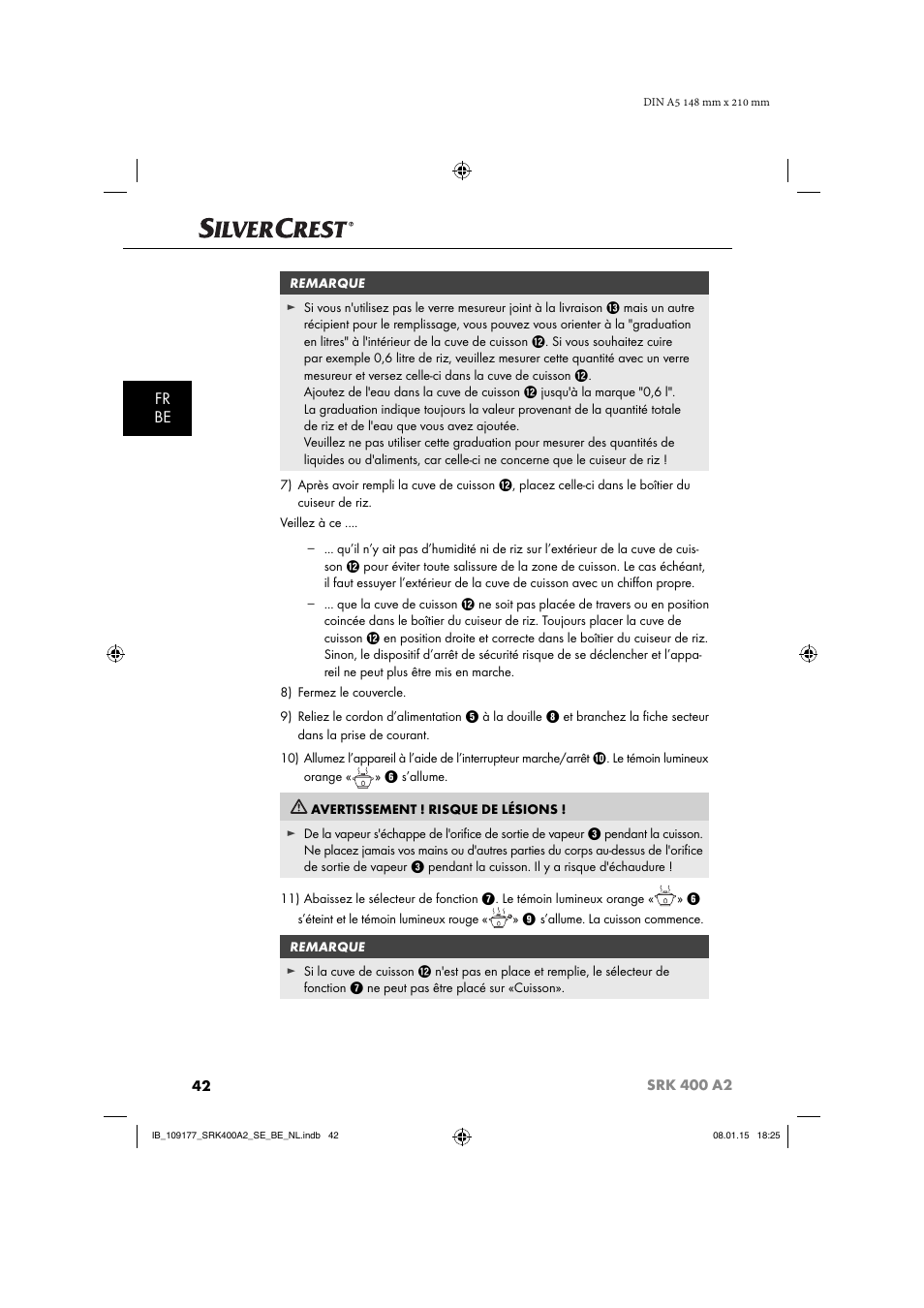 Fr be | Silvercrest SRK 400 A2 User Manual | Page 45 / 84