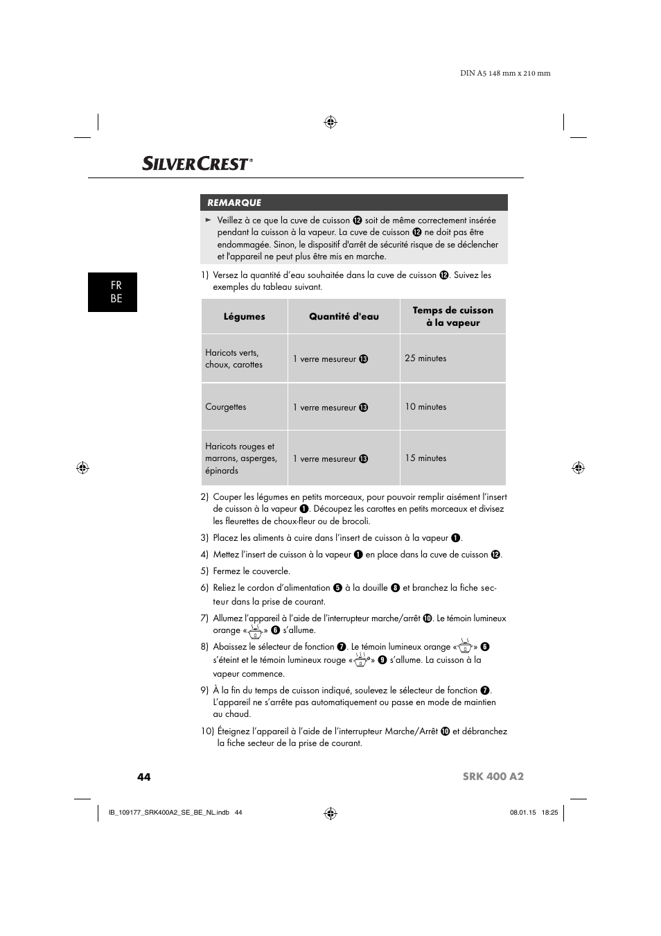 Fr be | Silvercrest SRK 400 A2 User Manual | Page 47 / 84