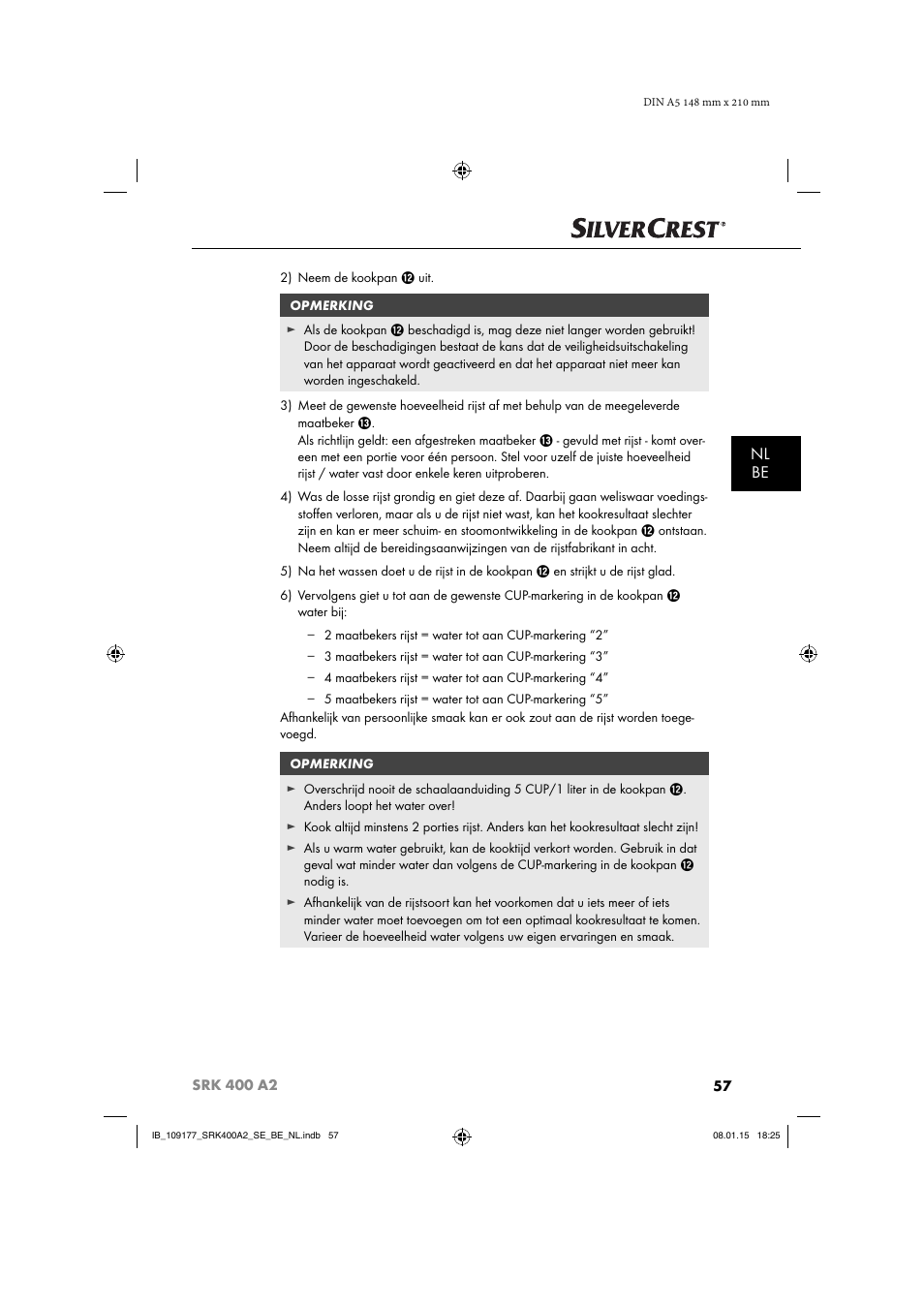 Nl be | Silvercrest SRK 400 A2 User Manual | Page 60 / 84