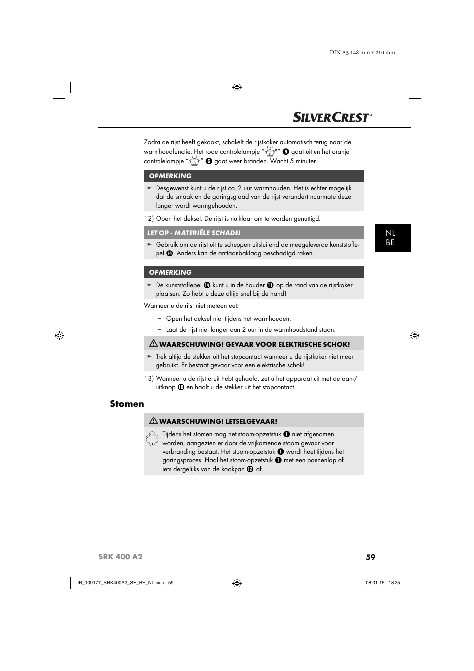 Stomen, Nl be | Silvercrest SRK 400 A2 User Manual | Page 62 / 84