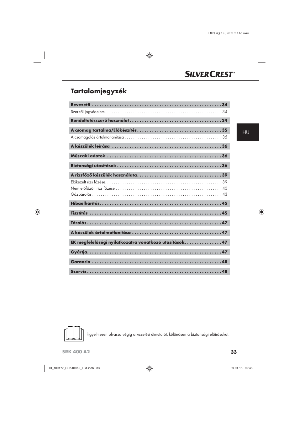 Tartalomjegyzék | Silvercrest SRK 400 A2 User Manual | Page 36 / 100