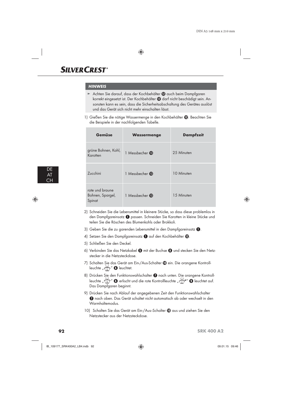 De at ch | Silvercrest SRK 400 A2 User Manual | Page 95 / 100