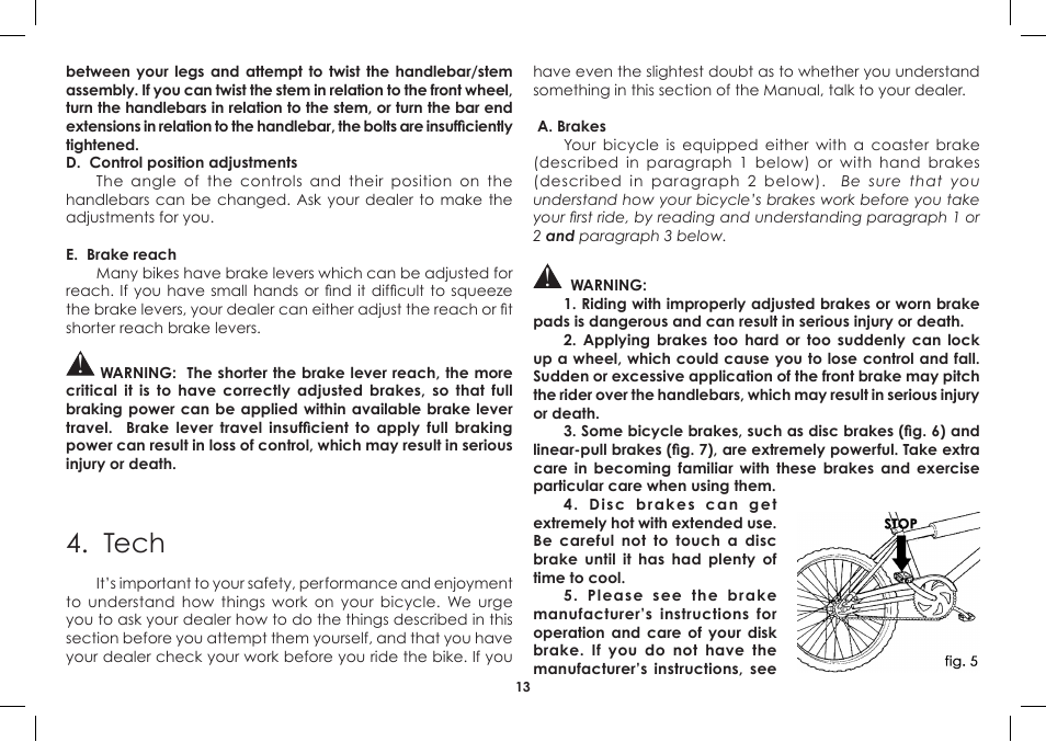 Tech | Diamondback Single-Speed Bicycle User Manual | Page 13 / 32