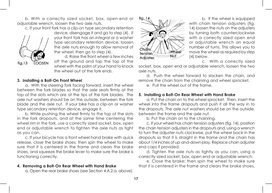 Diamondback Single-Speed Bicycle User Manual | Page 17 / 32