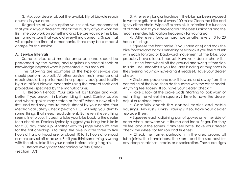 Diamondback Single-Speed Bicycle User Manual | Page 22 / 32