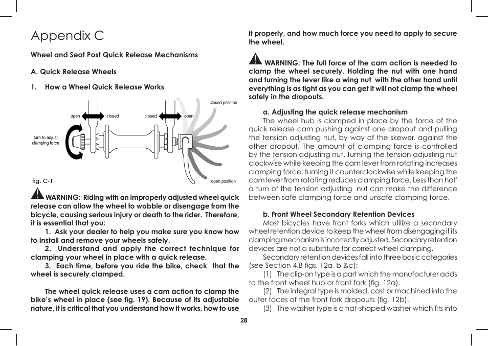 Appendix c | Diamondback Single-Speed Bicycle User Manual | Page 28 / 32