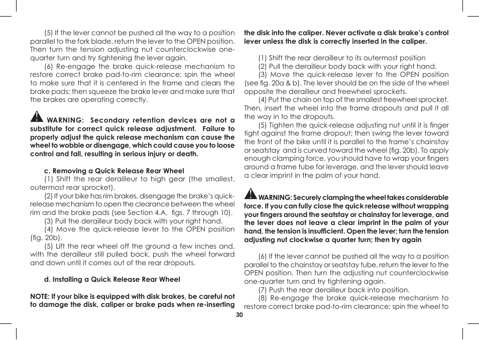 Diamondback Single-Speed Bicycle User Manual | Page 30 / 32