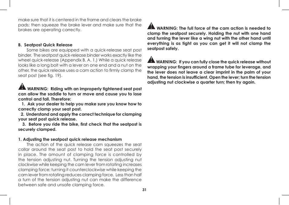 Diamondback Single-Speed Bicycle User Manual | Page 31 / 32
