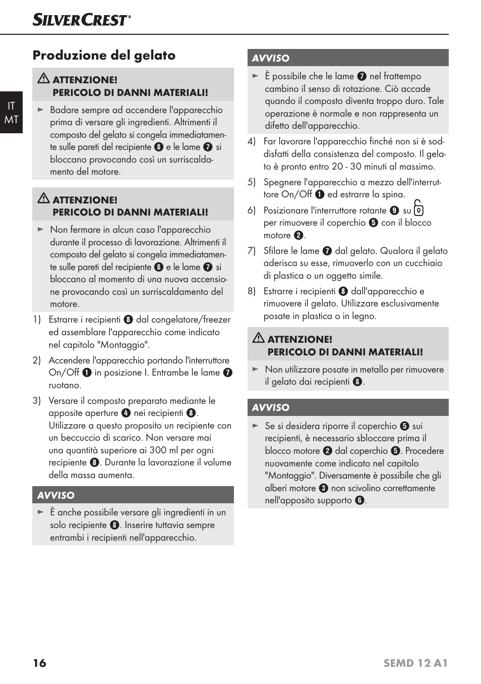 Produzione del gelato | Silvercrest SEMD 12 A1 User Manual | Page 19 / 54