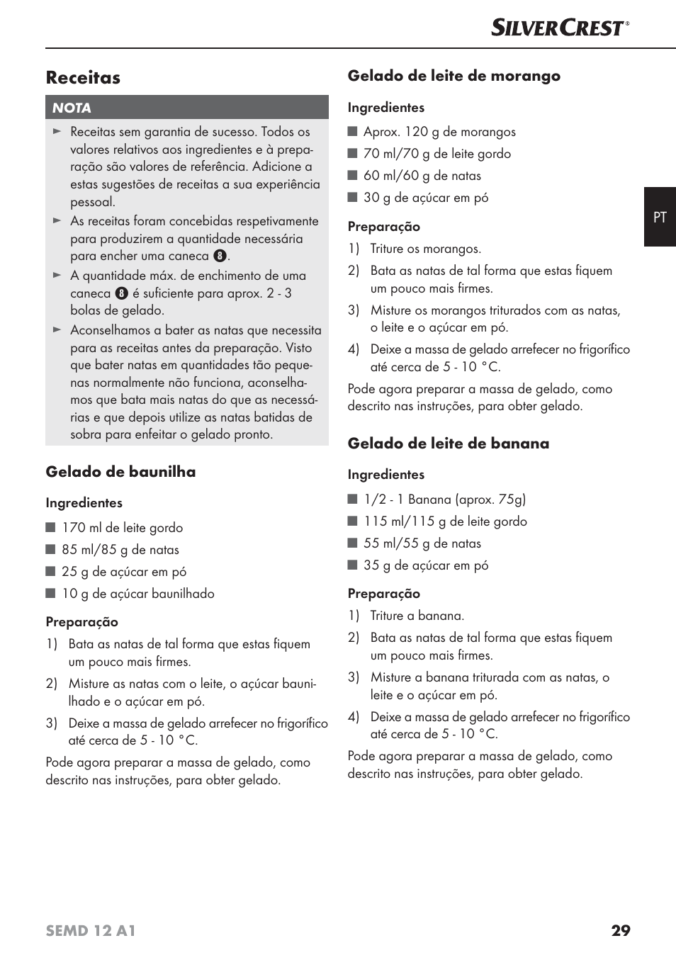 Receitas | Silvercrest SEMD 12 A1 User Manual | Page 32 / 54