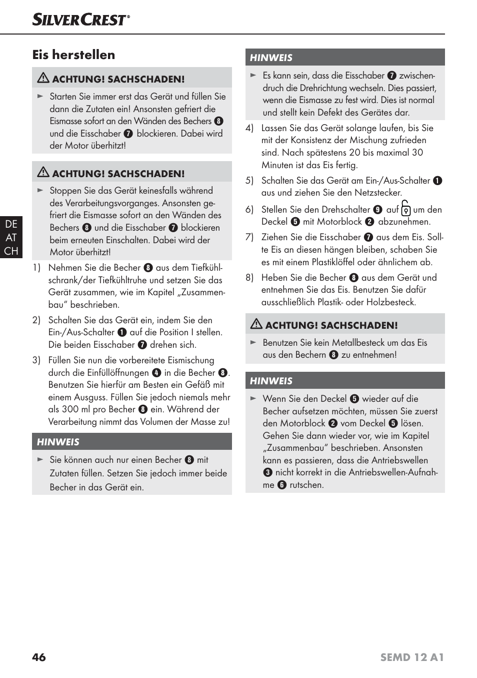 Eis herstellen | Silvercrest SEMD 12 A1 User Manual | Page 49 / 54