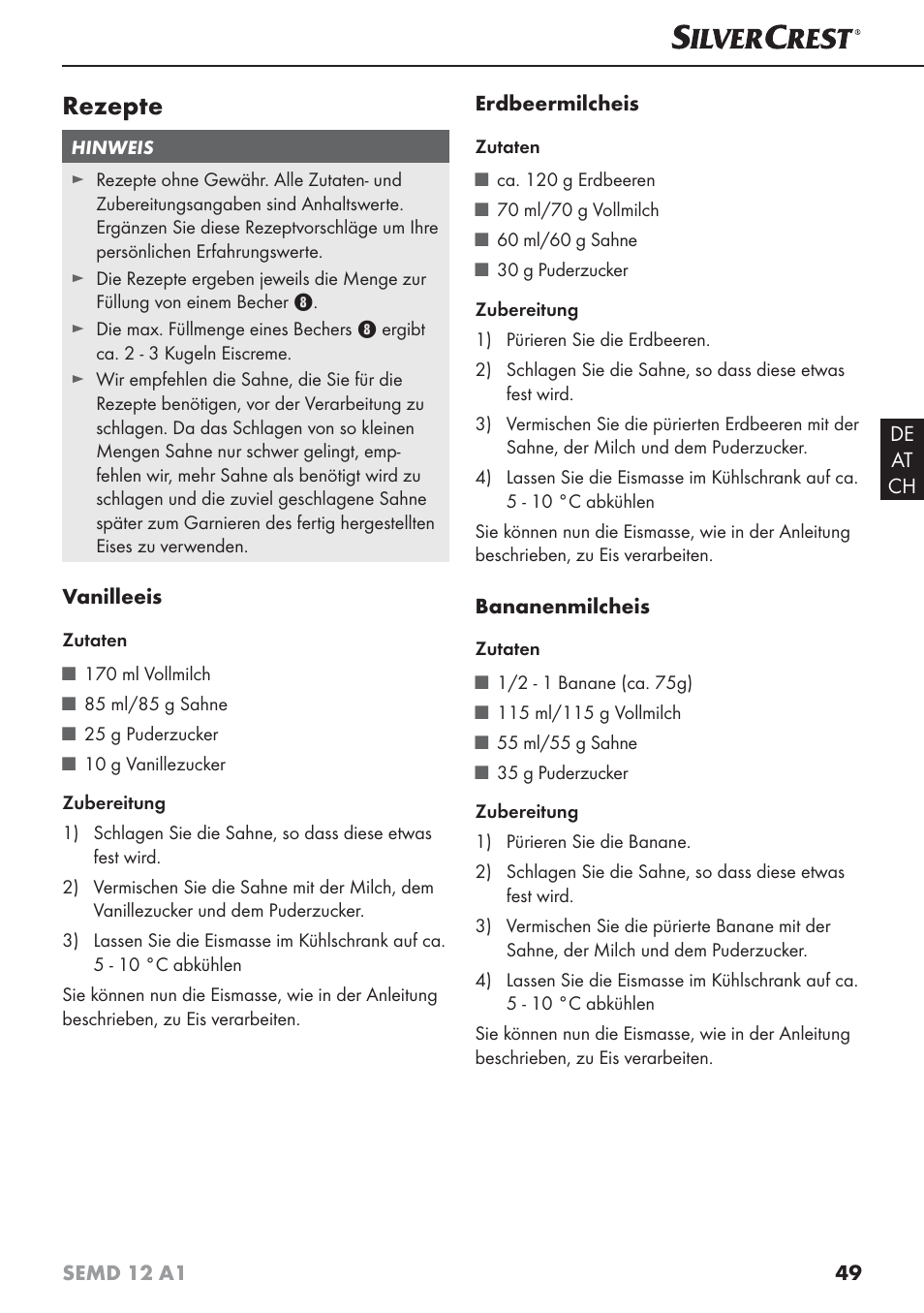 Rezepte | Silvercrest SEMD 12 A1 User Manual | Page 52 / 54