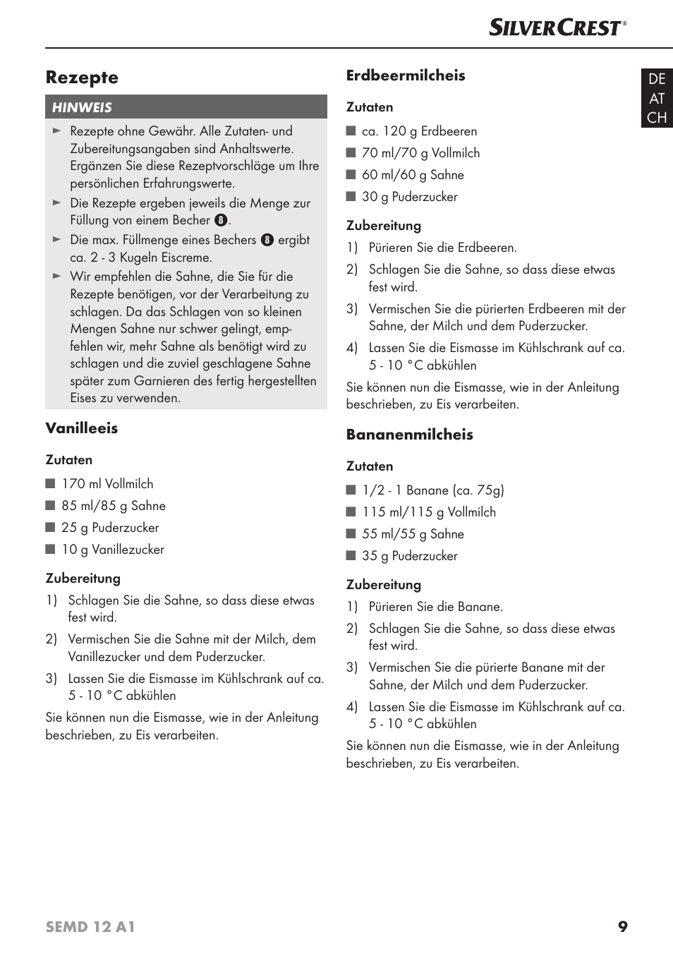 Rezepte | Silvercrest SEMD 12 A1 User Manual | Page 12 / 44