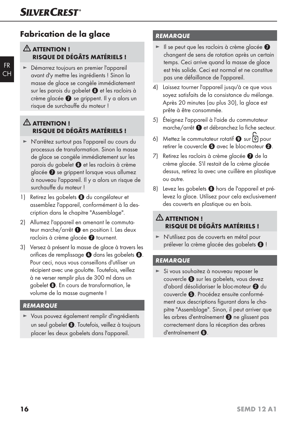 Fabrication de la glace | Silvercrest SEMD 12 A1 User Manual | Page 19 / 44