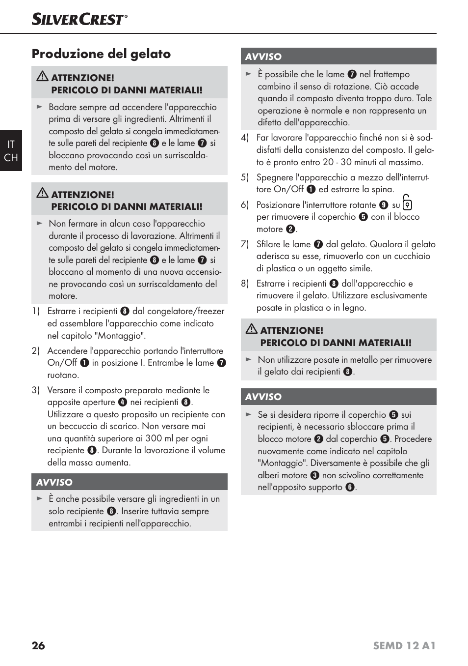 Produzione del gelato | Silvercrest SEMD 12 A1 User Manual | Page 29 / 44