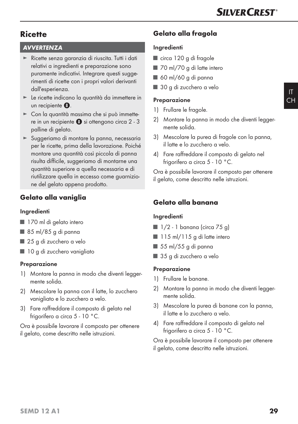 Ricette | Silvercrest SEMD 12 A1 User Manual | Page 32 / 44
